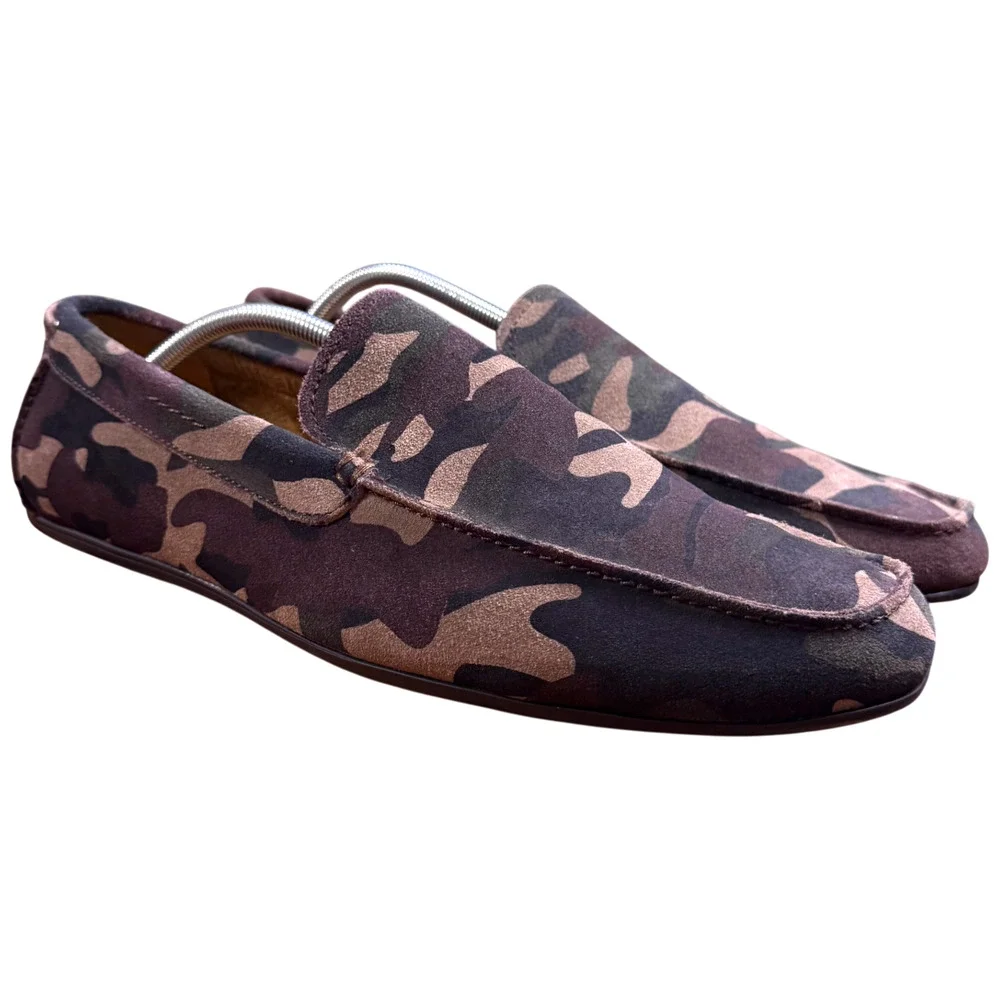ALFANI Bromley Men's 12M Suede Driving Loafers Camo Comfortable Flat Shoes